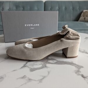 NWT Everlane Day Heel, Light Tan Suede, Size 9
